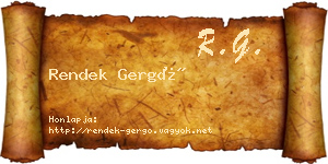 Rendek Gergő névjegykártya